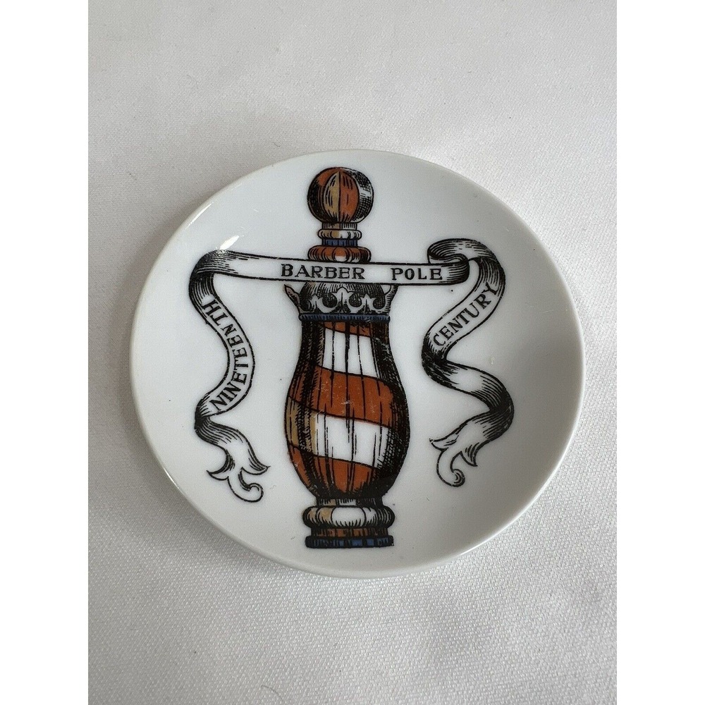Lipper Mann Barber Pole Trinket Dish Unisex 4 Inch Ceramic Americana Retro Vibe